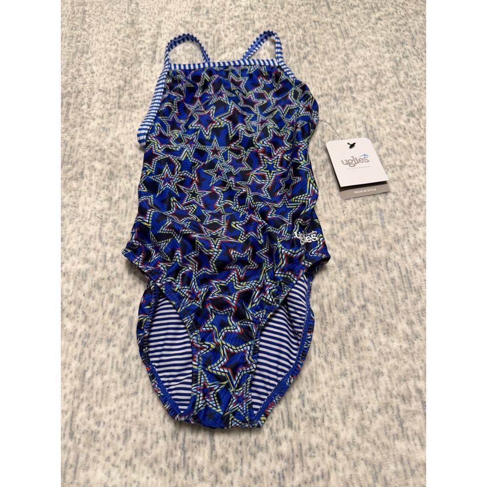 Dolfin Uglies Swimsuit Women Royal Blue Star Print Training‎ Style Size 30 NWT